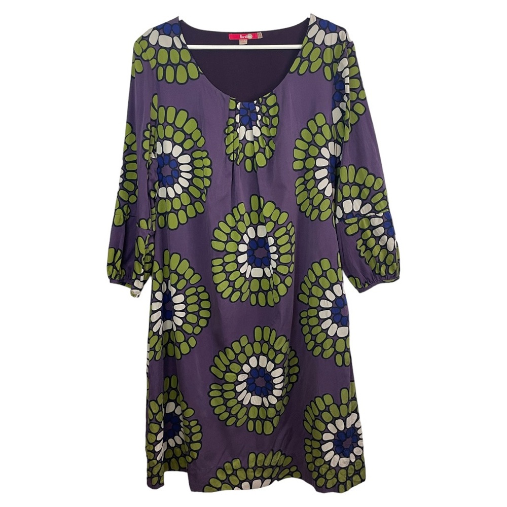 Boden Dress Purple Lined 100% Silk Lining Polyester Size 14 L